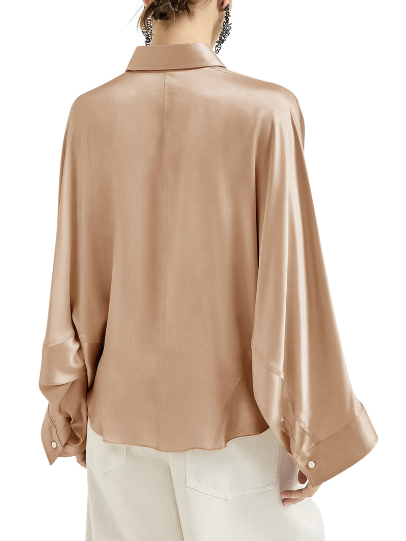 Brunello Cucinelli Women Stretch Silk Satin Shirt With Mobile BRUNELLO CUCINELLI