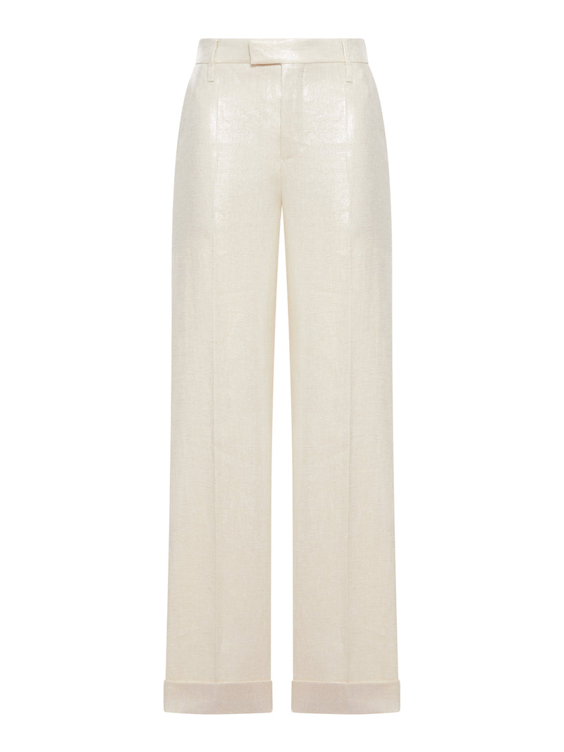 Brunello Cucinelli Women Wide-Leg Tailored Linen Trousers BRUNELLO CUCINELLI