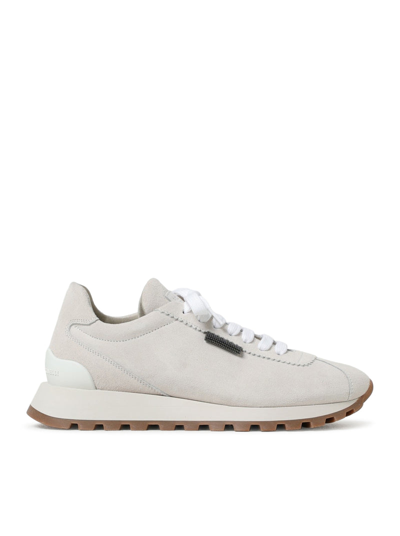 Brunello Cucinelli Women Suede Runners With Shiny Tab BRUNELLO CUCINELLI