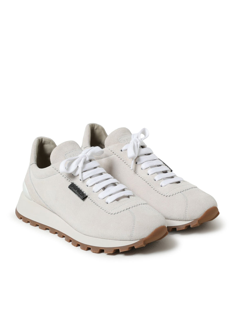 Brunello Cucinelli Women Suede Runners With Shiny Tab BRUNELLO CUCINELLI