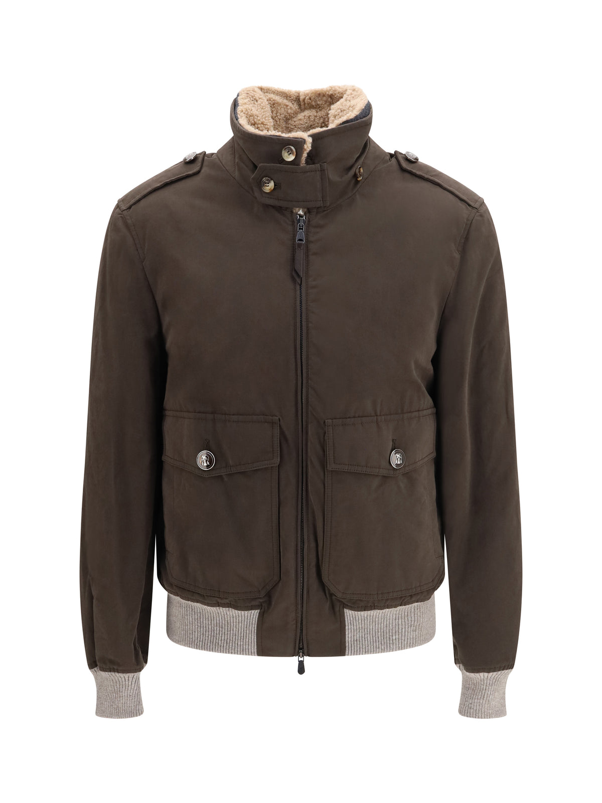 Brunello Cucinelli Men Waxed Techno Cotton Bomber With Thermore® Padding BRUNELLO CUCINELLI