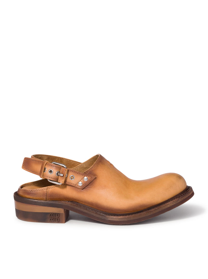 Miu Miu Women Leather Foule Sabot MIU MIU