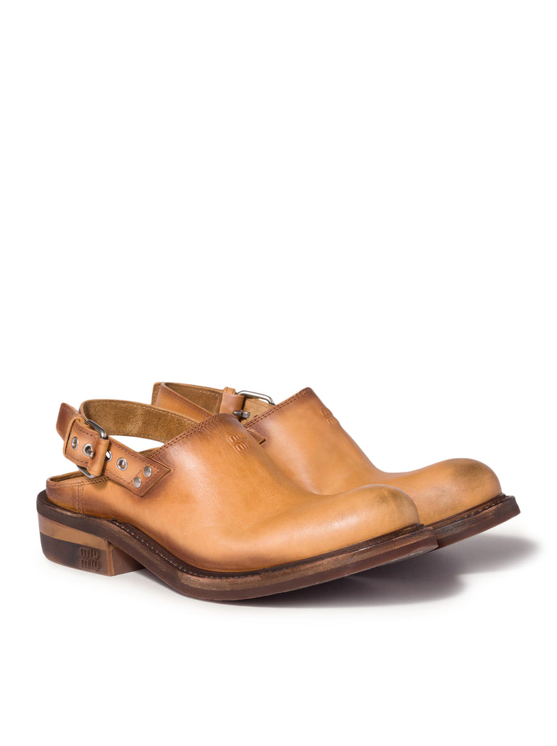 Miu Miu Women Leather Foule Sabot MIU MIU