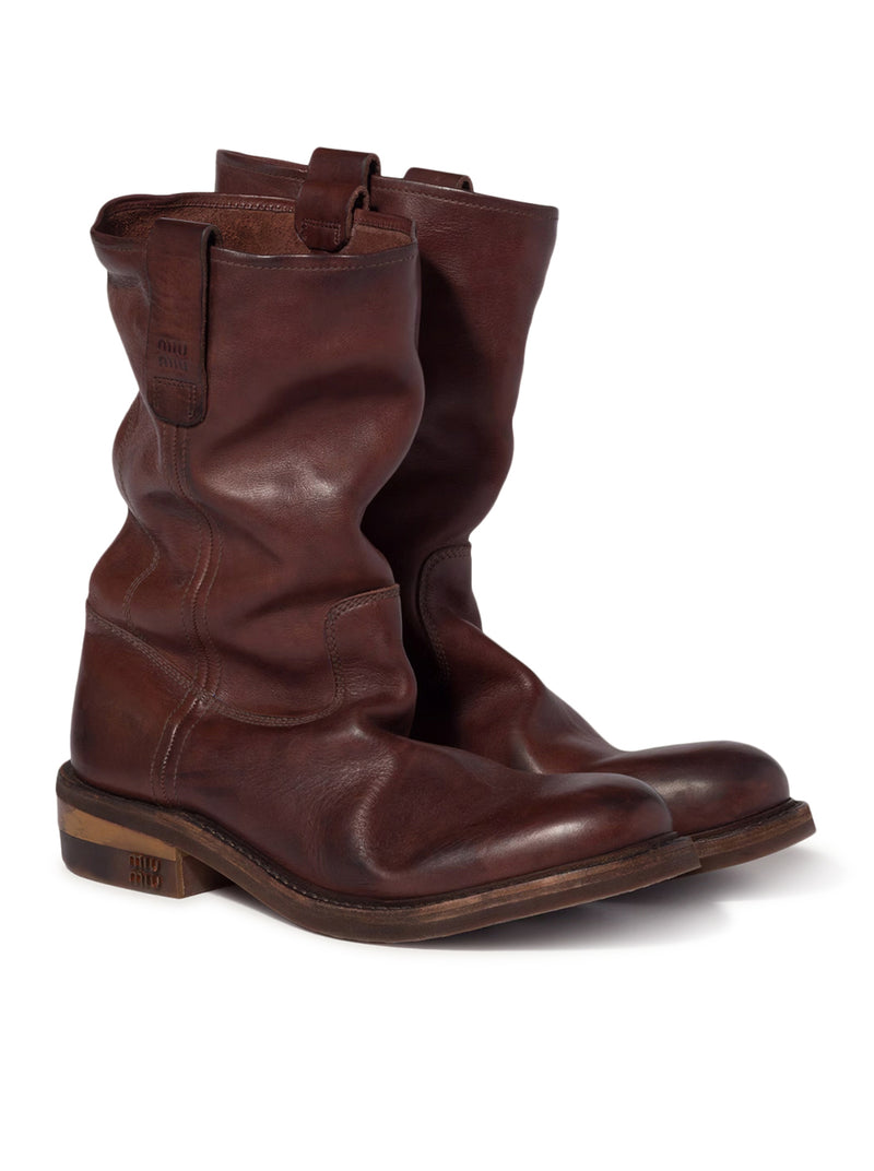 Miu Miu Women Foule Calf Leather Ankle Boots MIU MIU