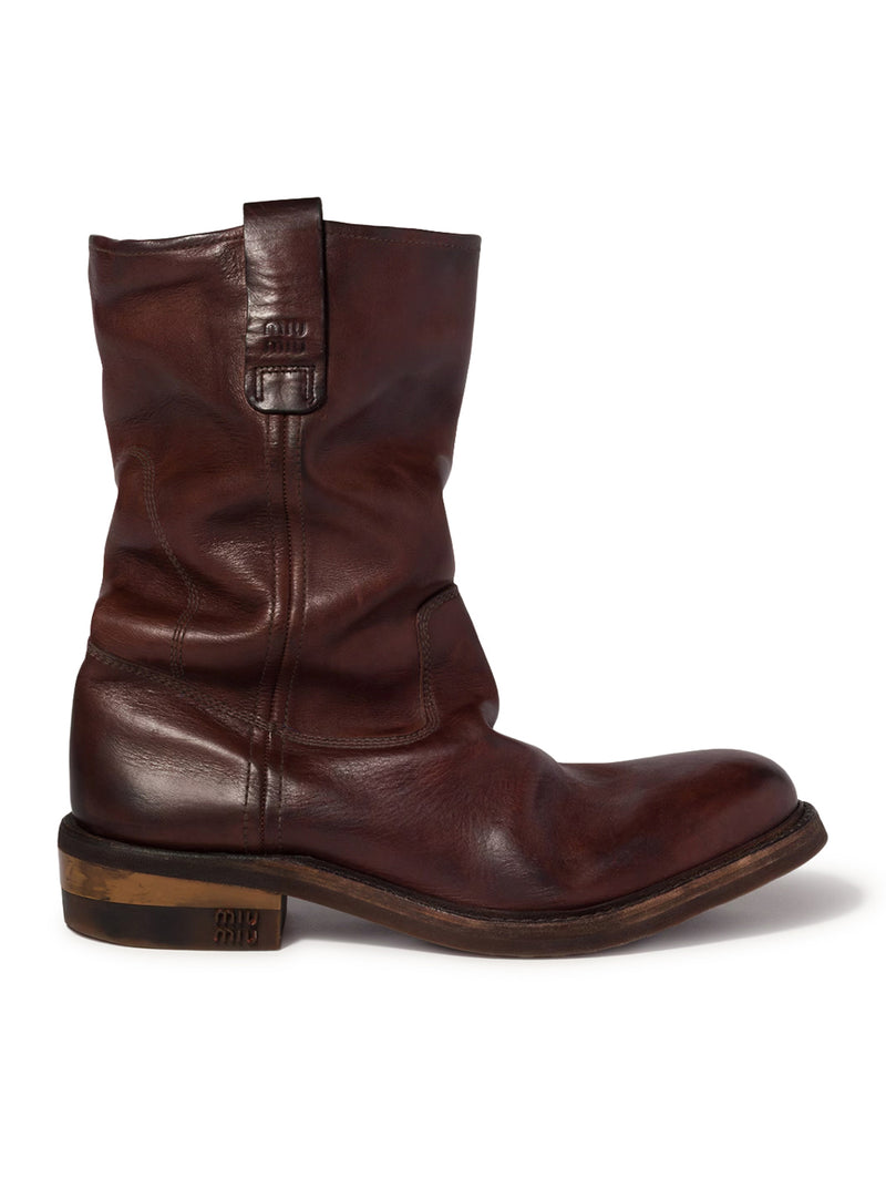 Miu Miu Women Foule Calf Leather Ankle Boots MIU MIU