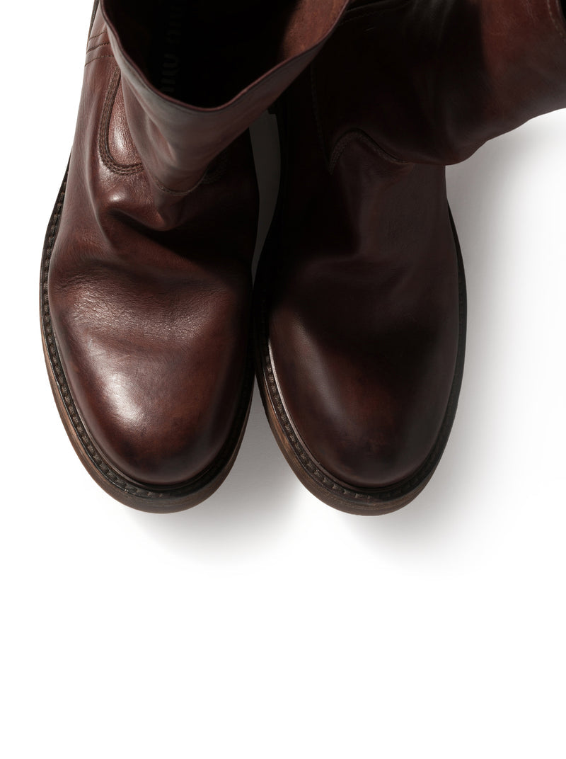 Miu Miu Women Foule Calf Leather Ankle Boots MIU MIU