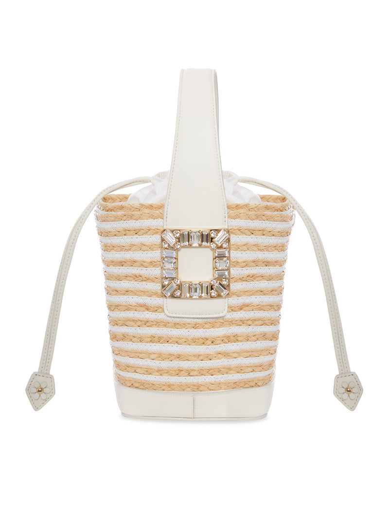 Roger Vivier Women Striped Raffia Bucket Bag With Jewel Buckle ROGER VIVIER
