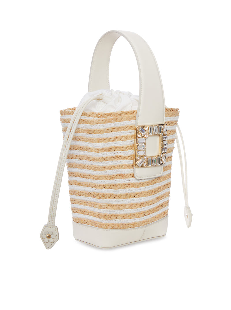 Roger Vivier Women Striped Raffia Bucket Bag With Jewel Buckle ROGER VIVIER