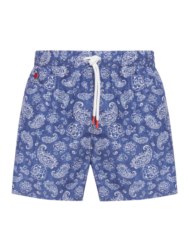 Kiton Men Swimsuit In Technical Fabric With All-Over Graphics KITON