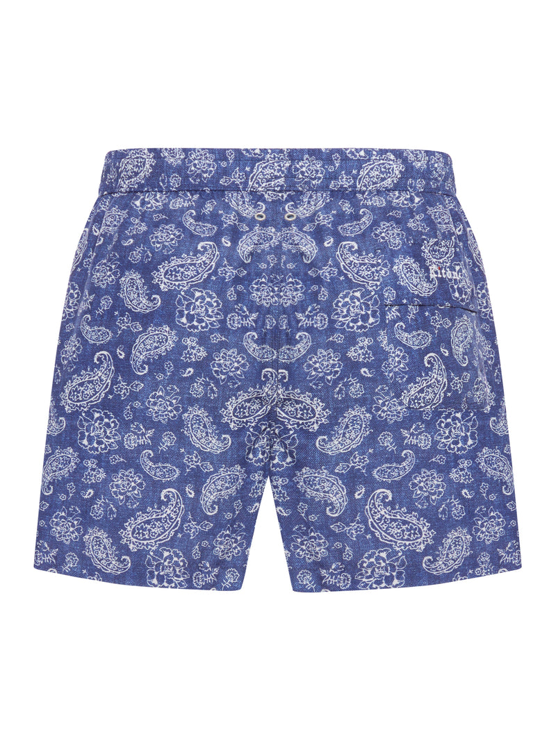 Kiton Men Swimsuit In Technical Fabric With All-Over Graphics KITON
