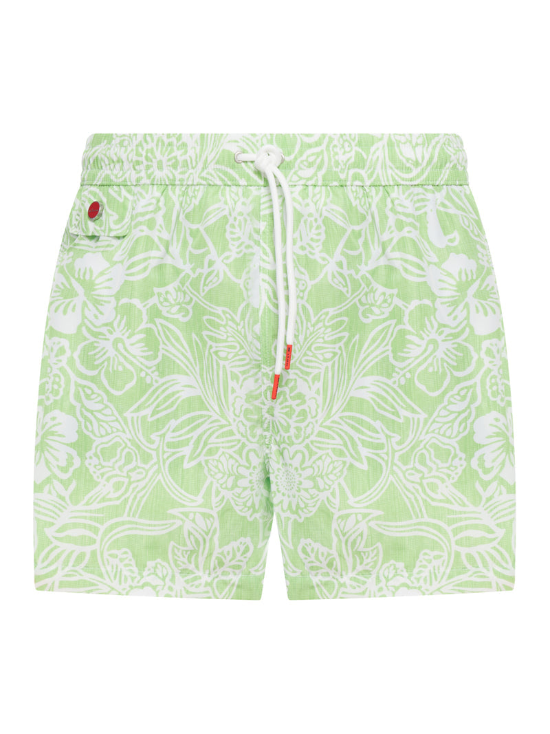 Kiton Men Swimsuit In Technical Fabric With All-Over Floral Pattern KITON