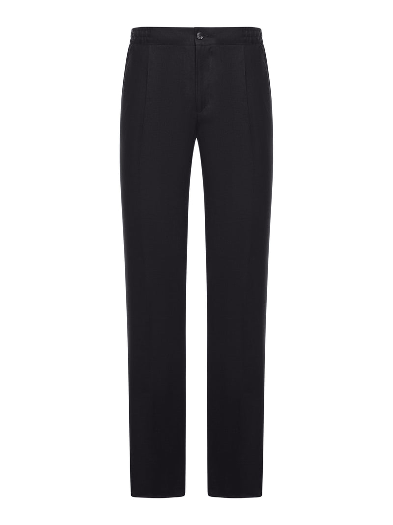 Kiton Men Straight Fit Linen Trousers With Elastic Waist KITON