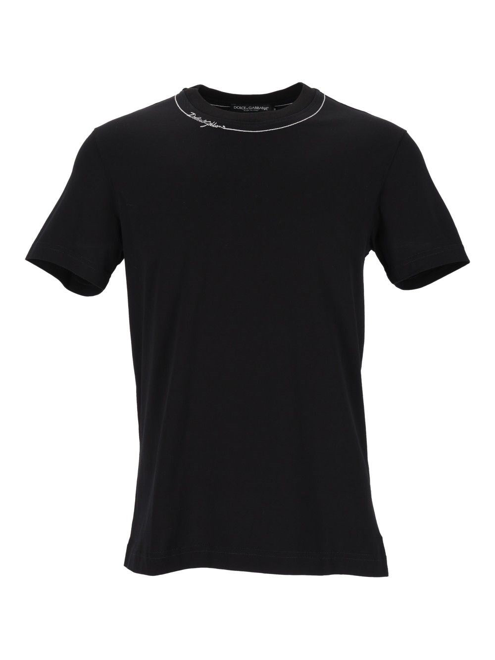 Dolce & Gabbana Men Cotton T-Shirt With Embroidery DOLCE & GABBANA