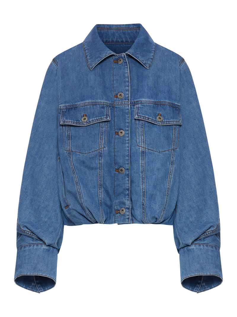 Loewe Women Cropped Denim Jacket With Wide Sleeves LOEWE