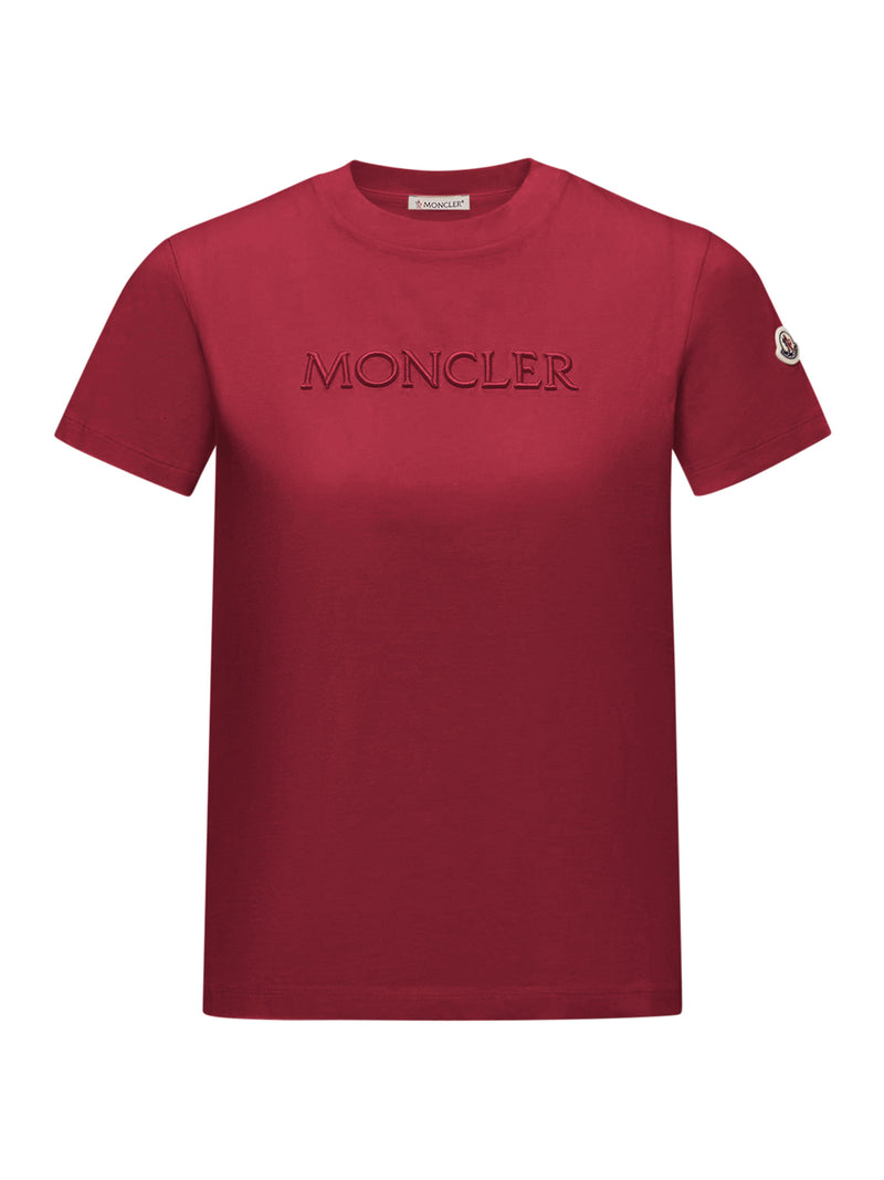 Moncler Women Cotton T-Shirt With Embroidered Tone-On-Tone Logo MONCLER