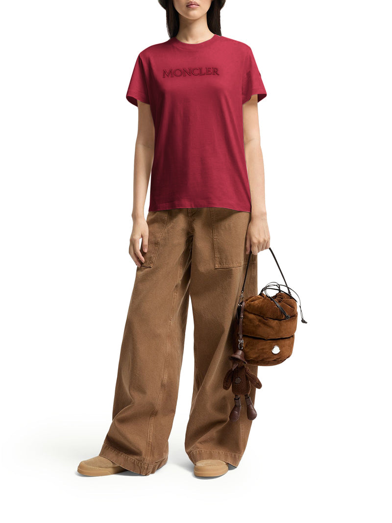 Moncler Women Cotton T-Shirt With Embroidered Tone-On-Tone Logo MONCLER