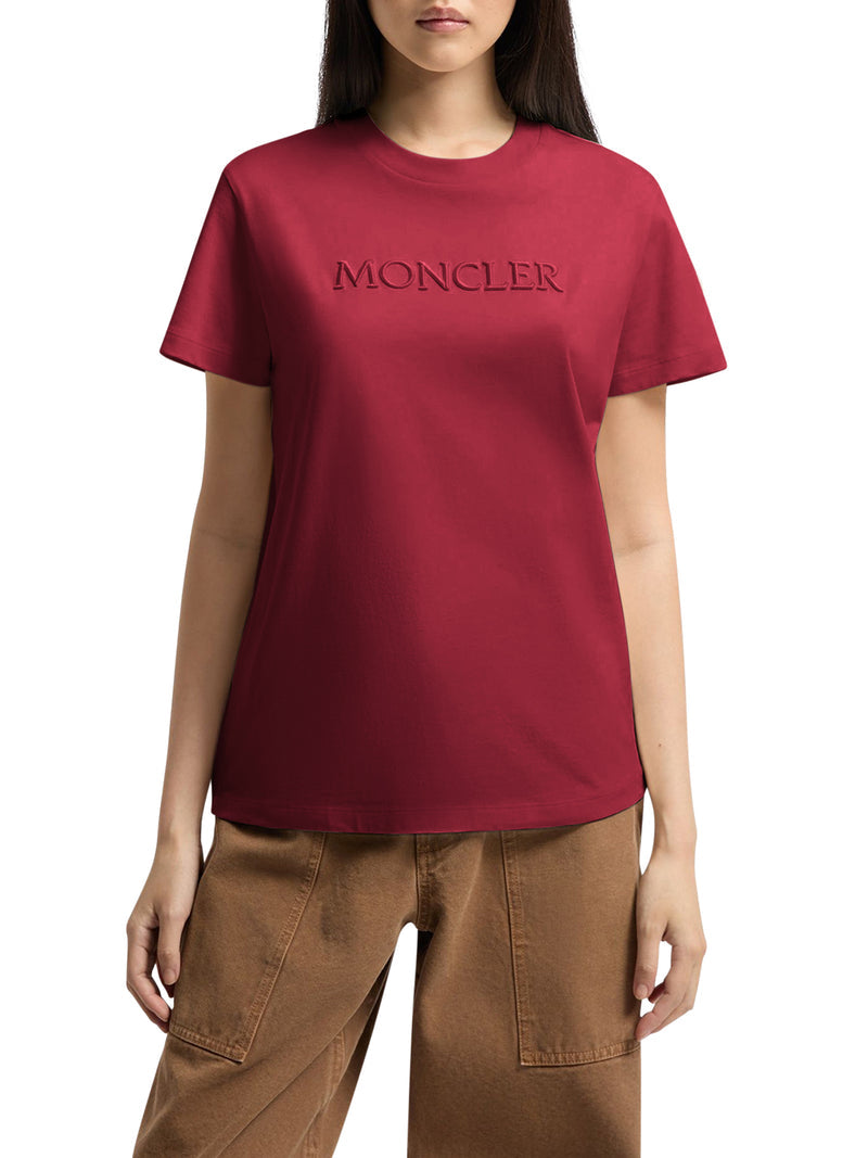 Moncler Women Cotton T-Shirt With Embroidered Tone-On-Tone Logo MONCLER