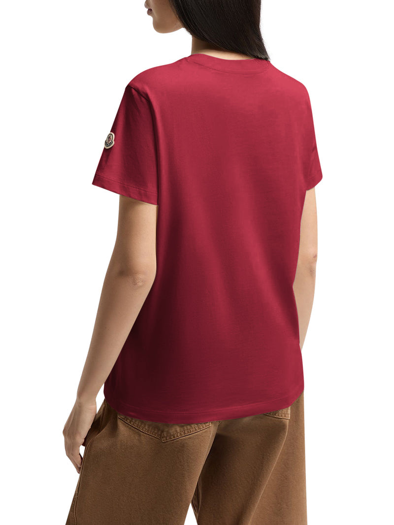Moncler Women Cotton T-Shirt With Embroidered Tone-On-Tone Logo MONCLER