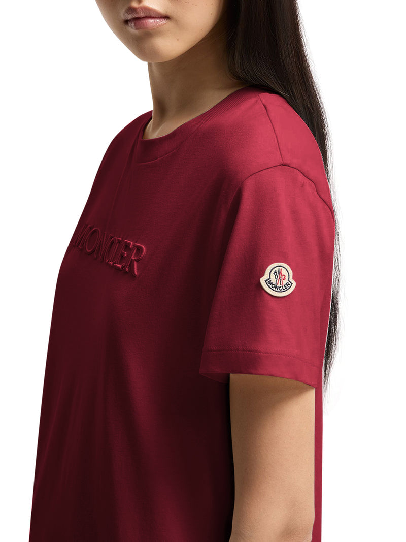 Moncler Women Cotton T-Shirt With Embroidered Tone-On-Tone Logo MONCLER