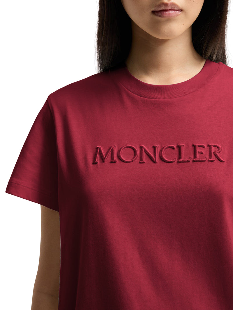Moncler Women Cotton T-Shirt With Embroidered Tone-On-Tone Logo MONCLER
