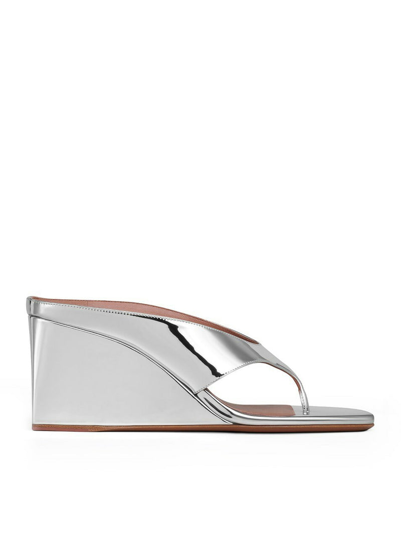 Alaia Women Cube Flip-Flops In Shiny Leather With A Mirror Effect ALAIA
