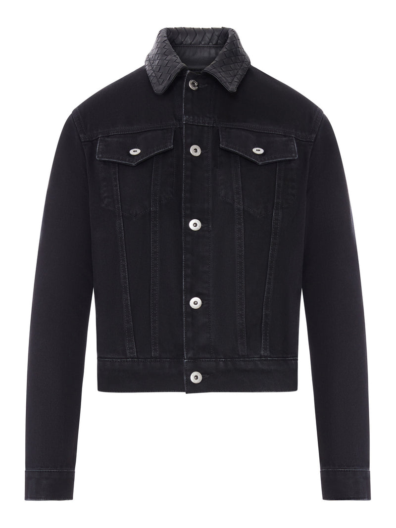 Bottega Veneta Women Denim Jacket With Braided Leather Collar BOTTEGA VENETA