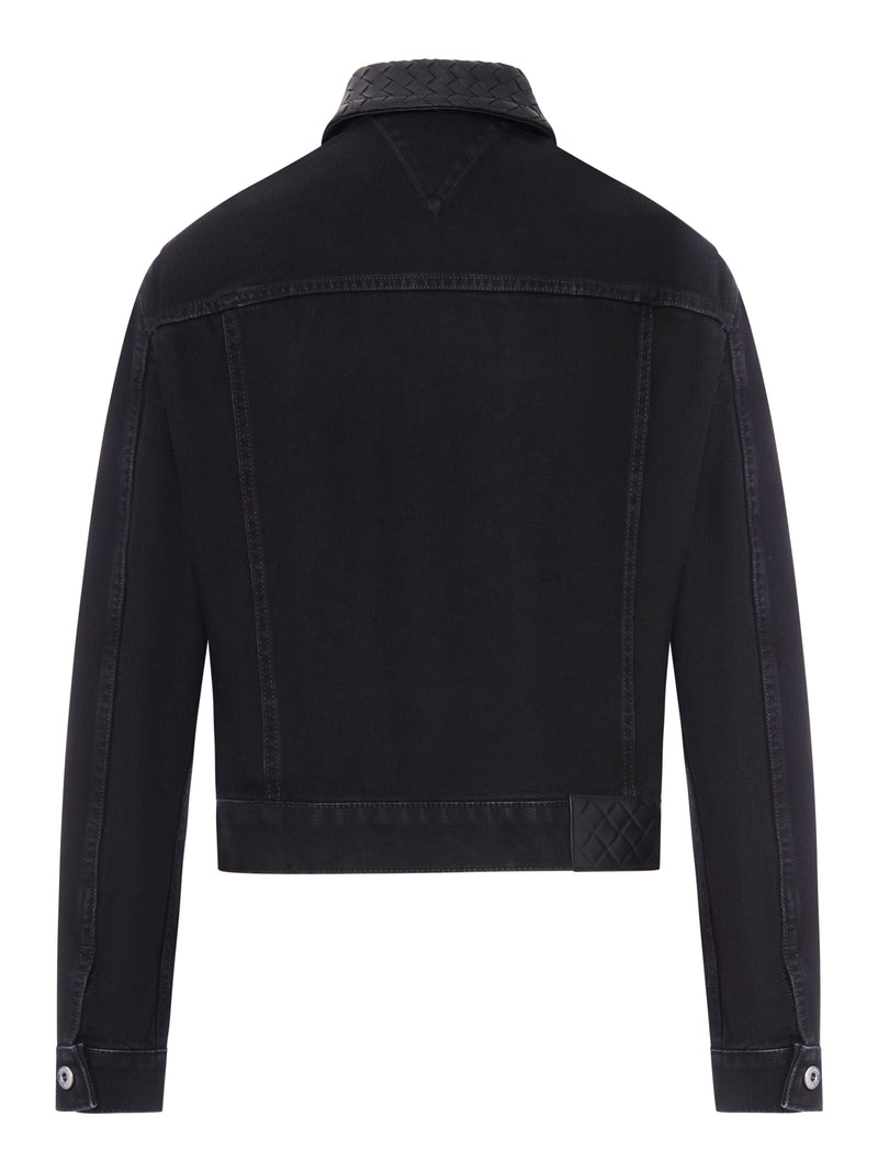 Bottega Veneta Women Denim Jacket With Braided Leather Collar BOTTEGA VENETA