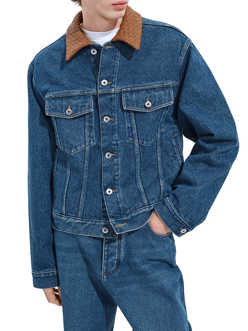 Bottega Veneta Men Medium Indigo Wash Denim Jacket BOTTEGA VENETA