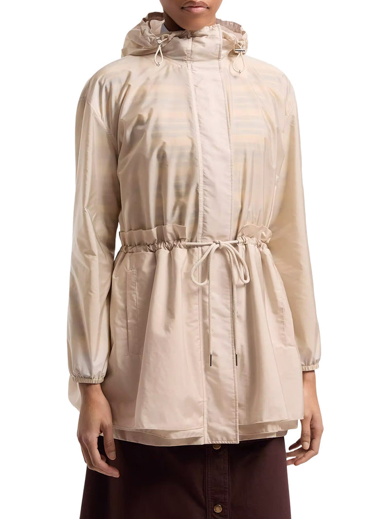 Moncler Women Midi Weteau Jacket With Hood And Ruffles MONCLER
