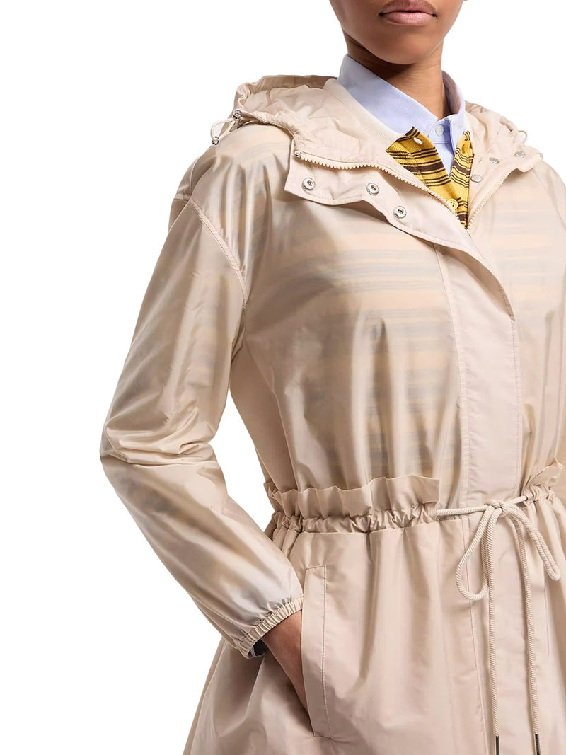Moncler Women Midi Weteau Jacket With Hood And Ruffles MONCLER