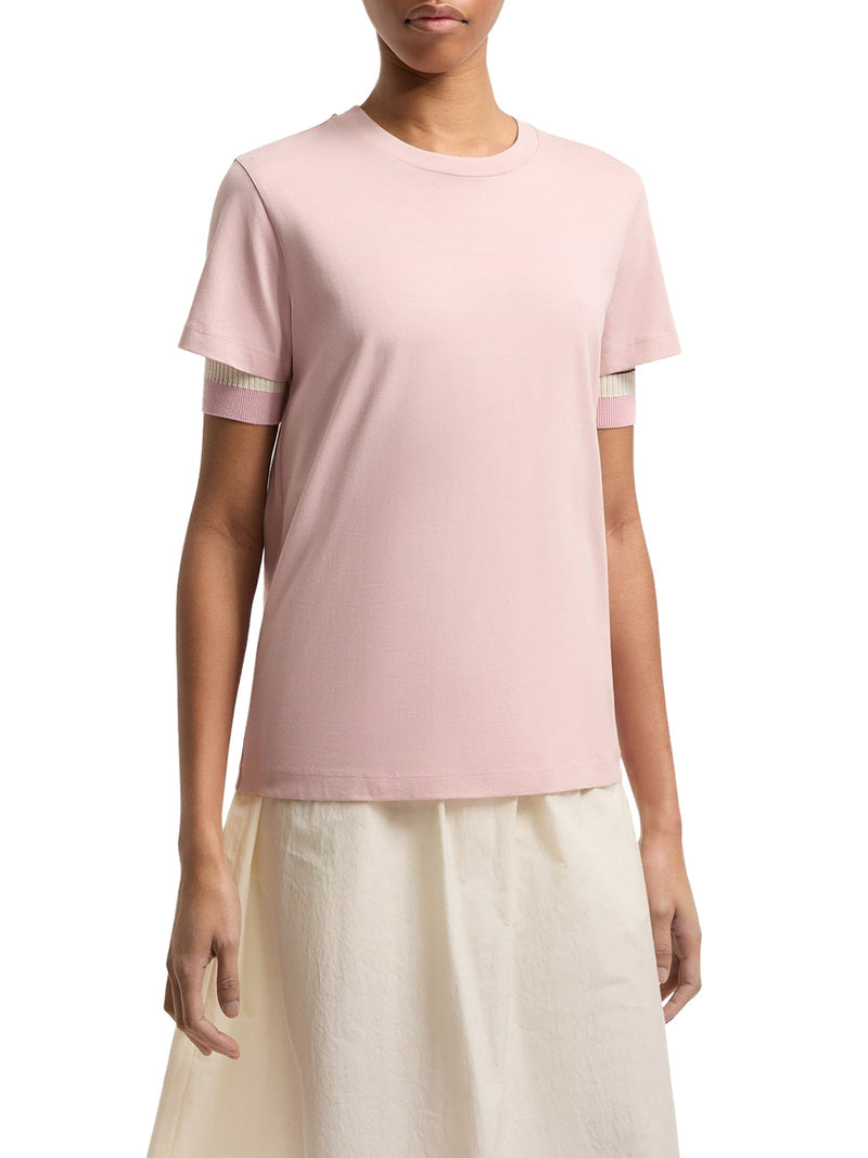 Moncler Women Cotton T-Shirt With Embroidered Logo MONCLER