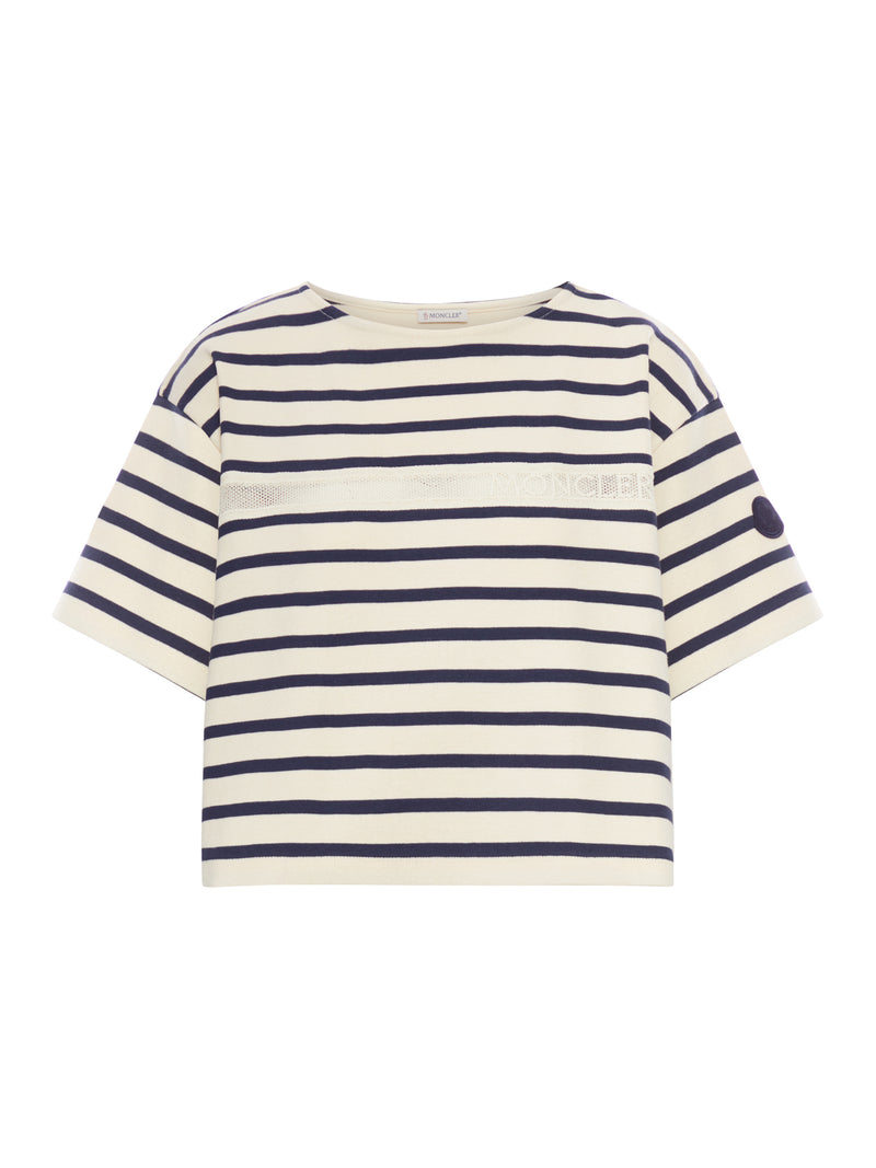 Moncler Women Striped Crop T-Shirt With Logo MONCLER