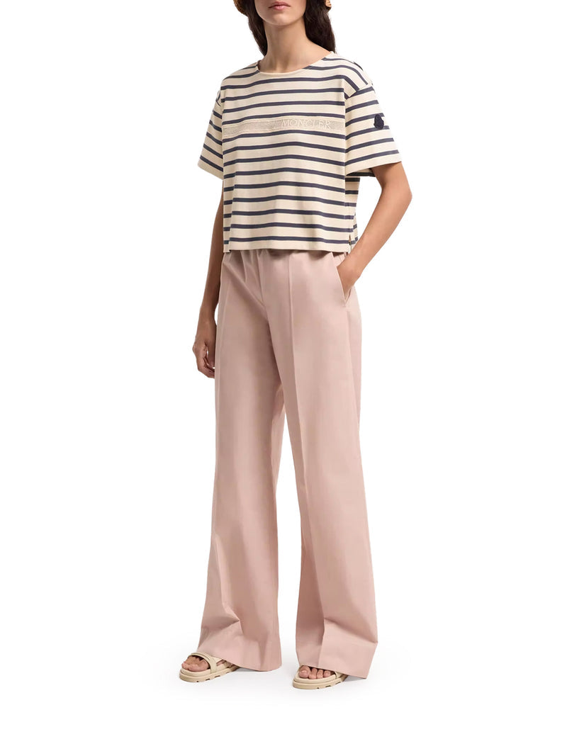 Moncler Women Striped Crop T-Shirt With Logo MONCLER