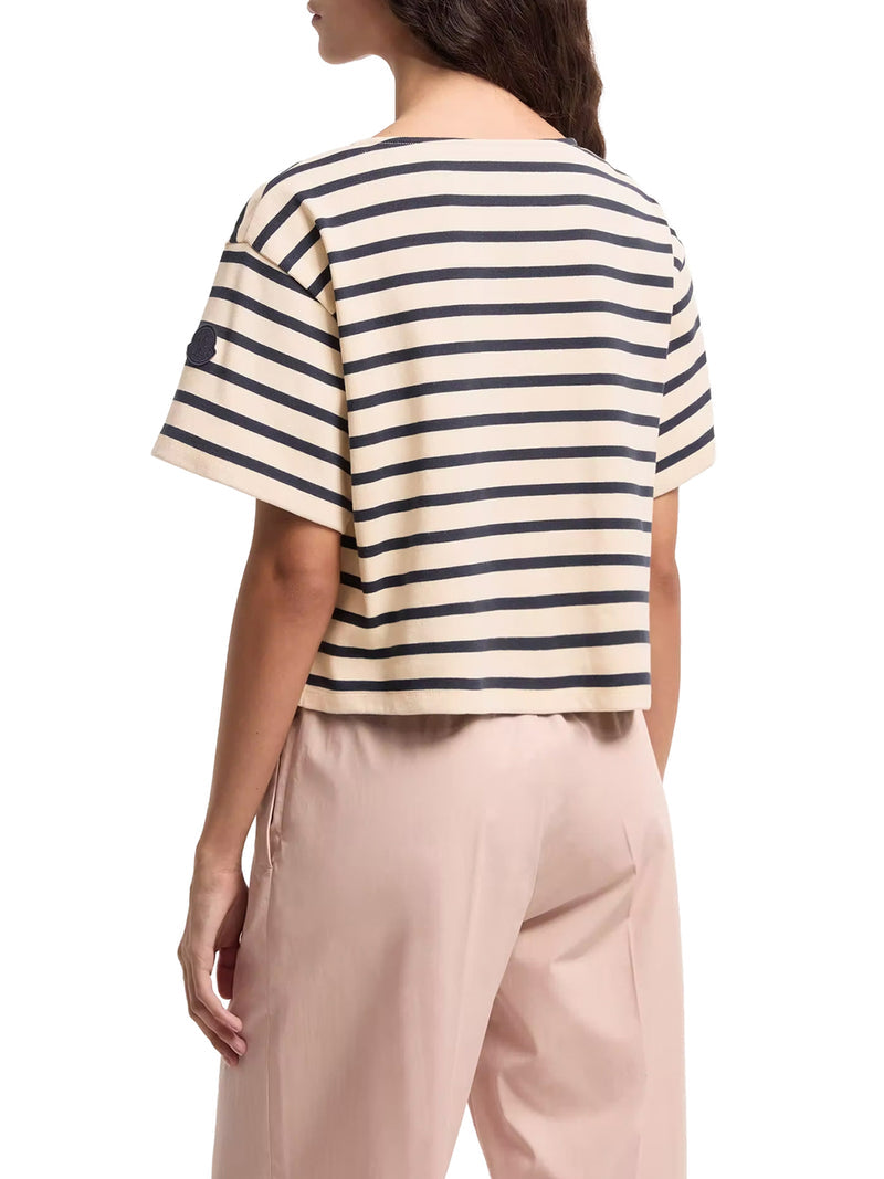 Moncler Women Striped Crop T-Shirt With Logo MONCLER