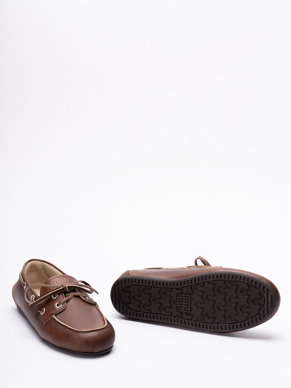 Miu Miu Women Unlined Bleached Leather Boat Shoes MIU MIU