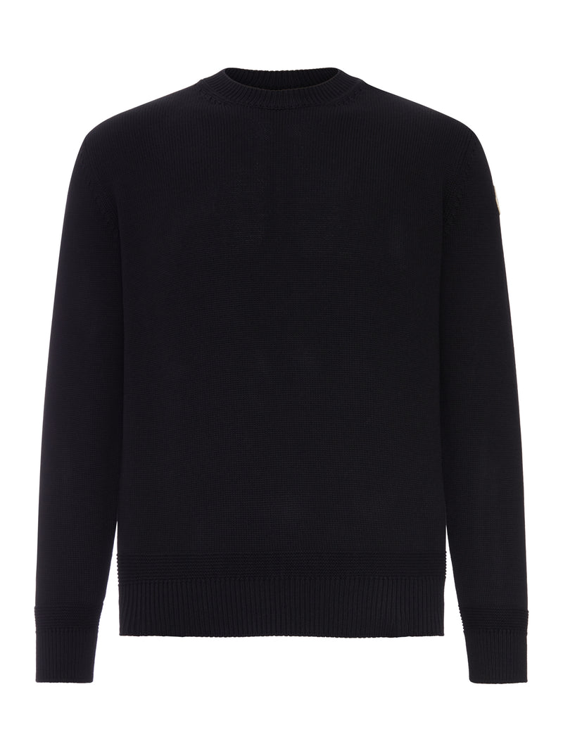 Moncler Men Cotton Sweater With Logo Patch MONCLER