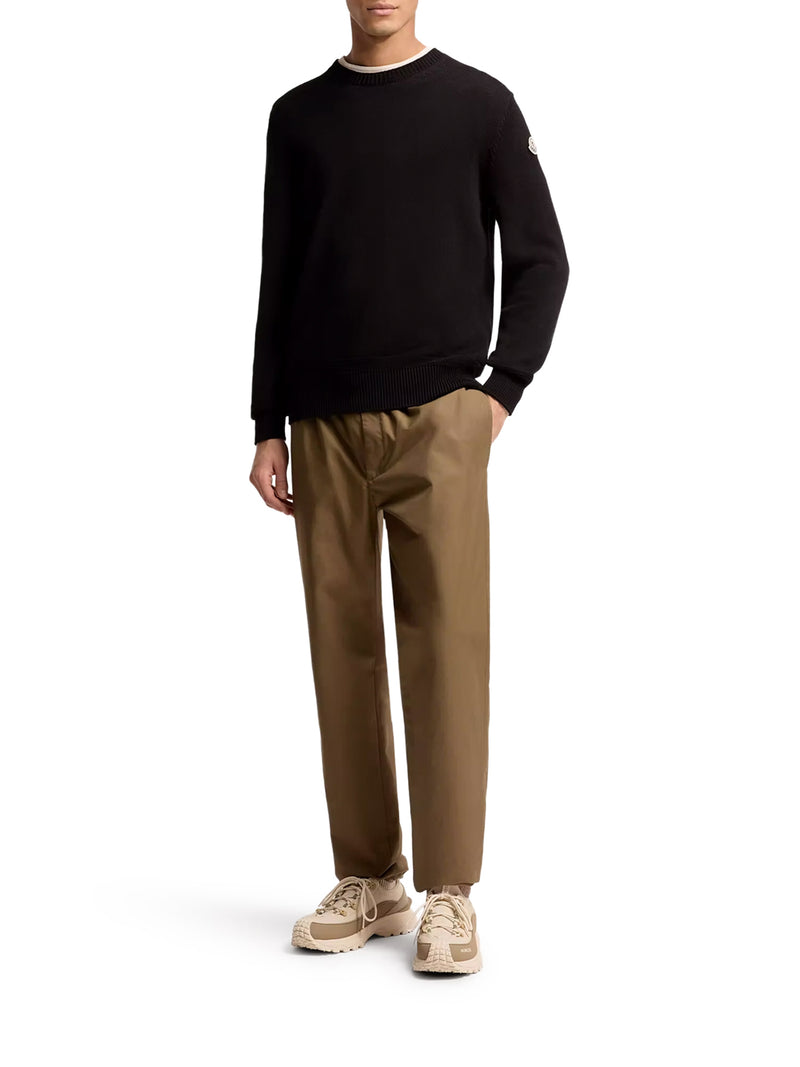 Moncler Men Cotton Sweater With Logo Patch MONCLER