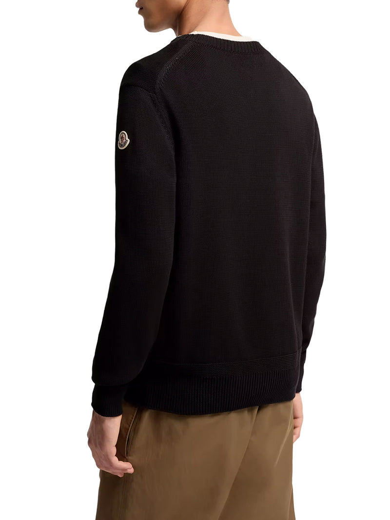 Moncler Men Cotton Sweater With Logo Patch MONCLER