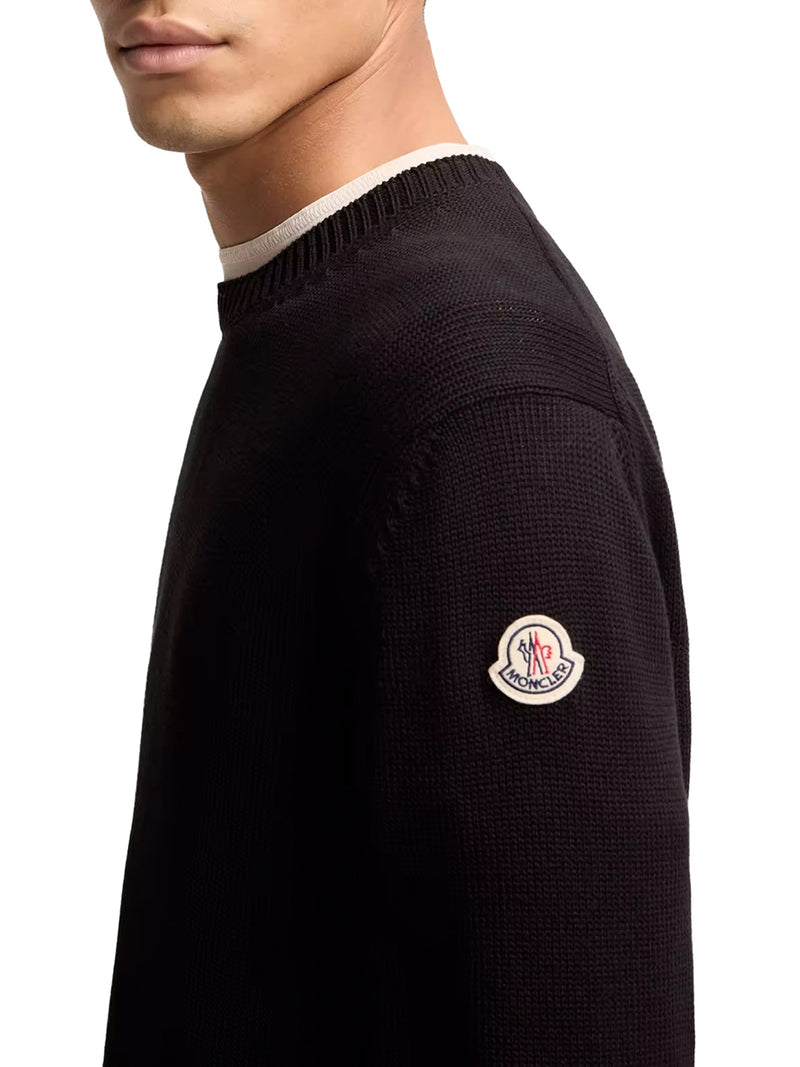 Moncler Men Cotton Sweater With Logo Patch MONCLER