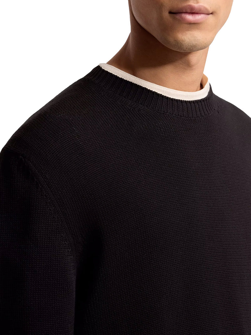 Moncler Men Cotton Sweater With Logo Patch MONCLER