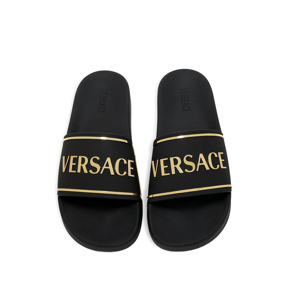 Versace Black Flip-Flops & Slides Men VERSACE