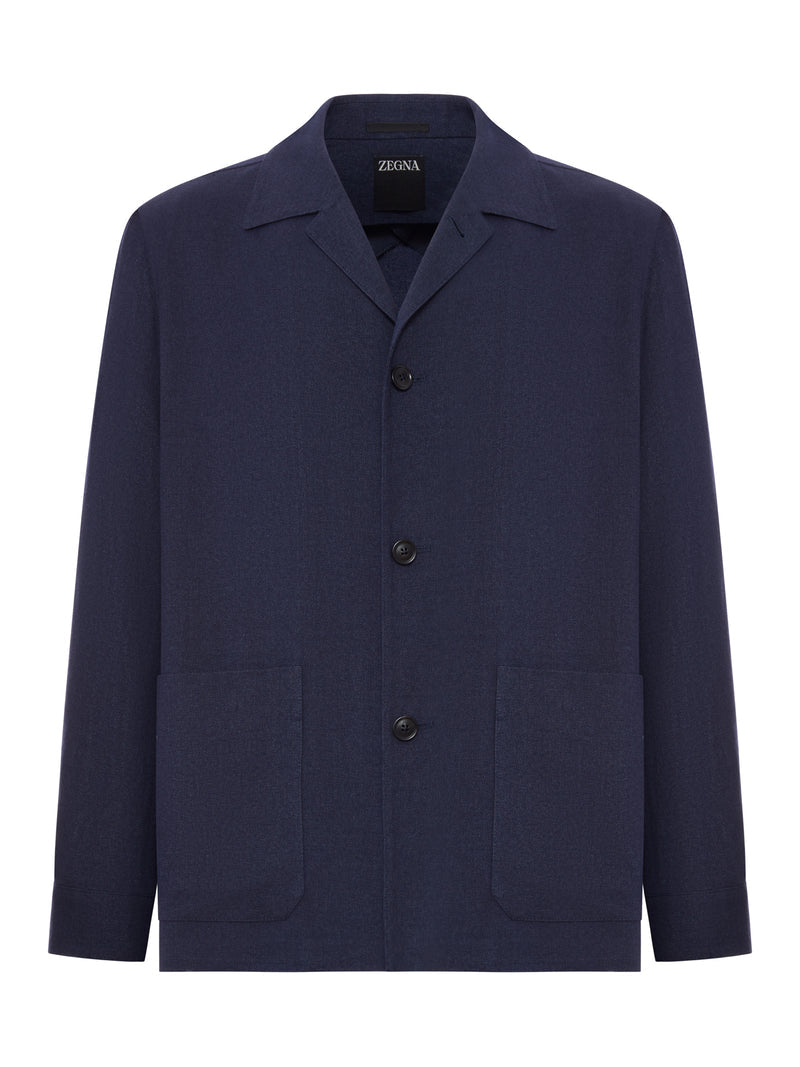Zegna Men Wool And Linen Mix Jacket With Patched Pockets ZEGNA