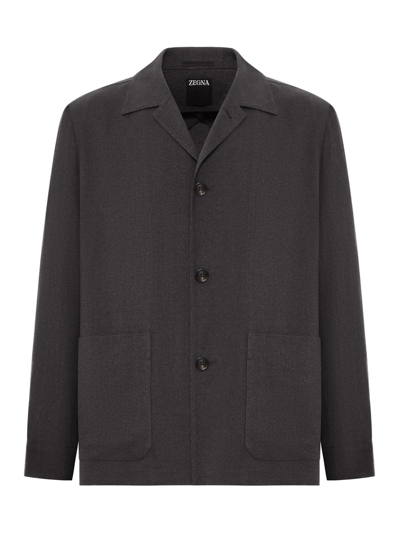 Zegna Men Wool And Linen Mix Jacket With Patched Pockets ZEGNA
