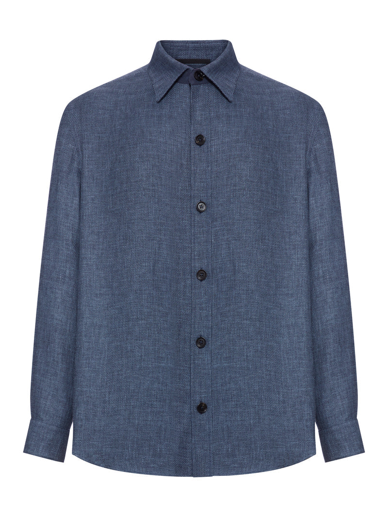 Zegna Men Overshirt In Cashmere Linen And Silk ZEGNA