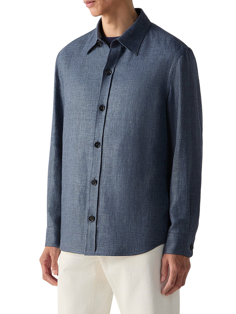 Zegna Men Overshirt In Cashmere Linen And Silk ZEGNA