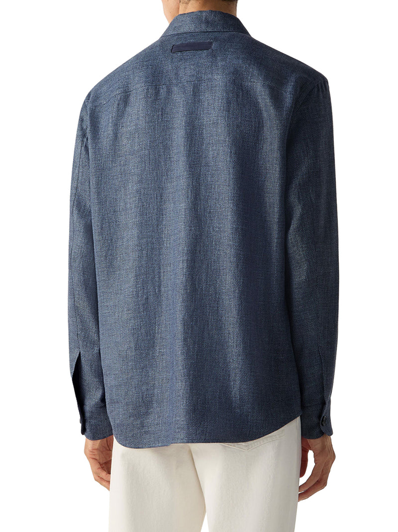 Zegna Men Overshirt In Cashmere Linen And Silk ZEGNA