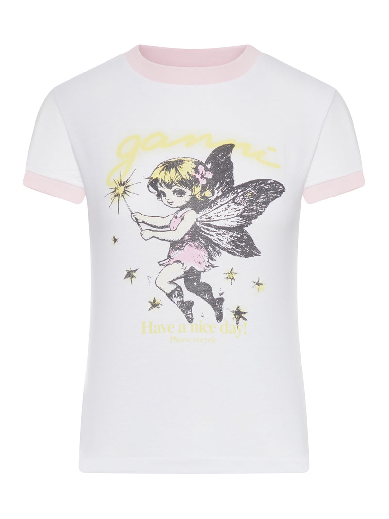 Ganni Women Cotton T-Shirt With Fairy Graphic Print GANNI