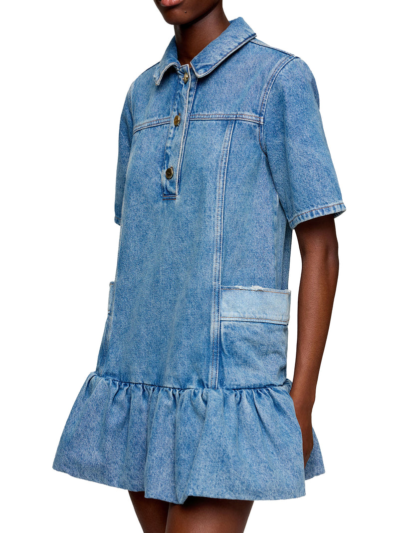 Ganni Women Patchwork Denim Dress GANNI