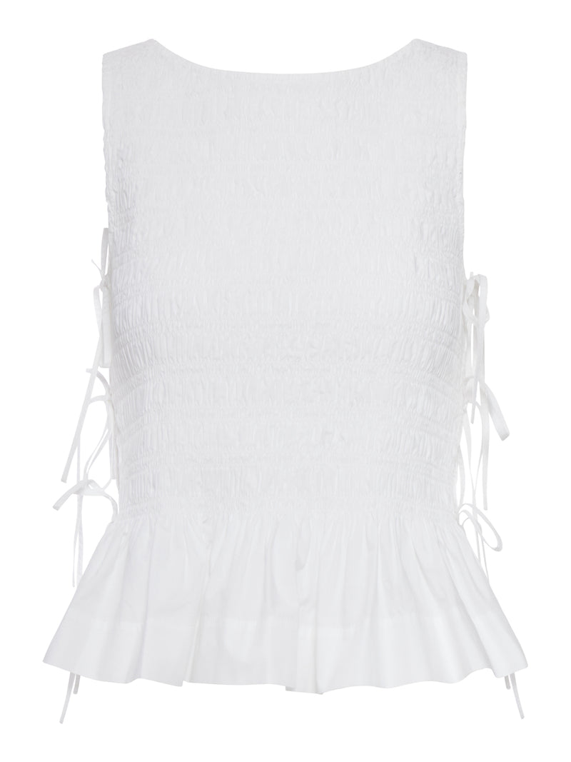 Ganni Women White Cotton Top With Layers GANNI