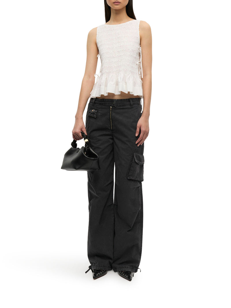 Ganni Women White Cotton Top With Layers GANNI